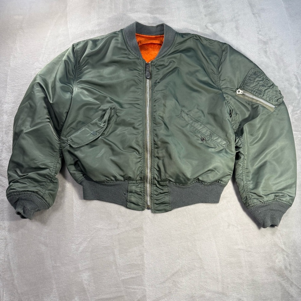 1973 Vietnam Alpha USAF L-2B Flight Jacket MIL-J-7448J U.S. Air Force Sz L Khaki